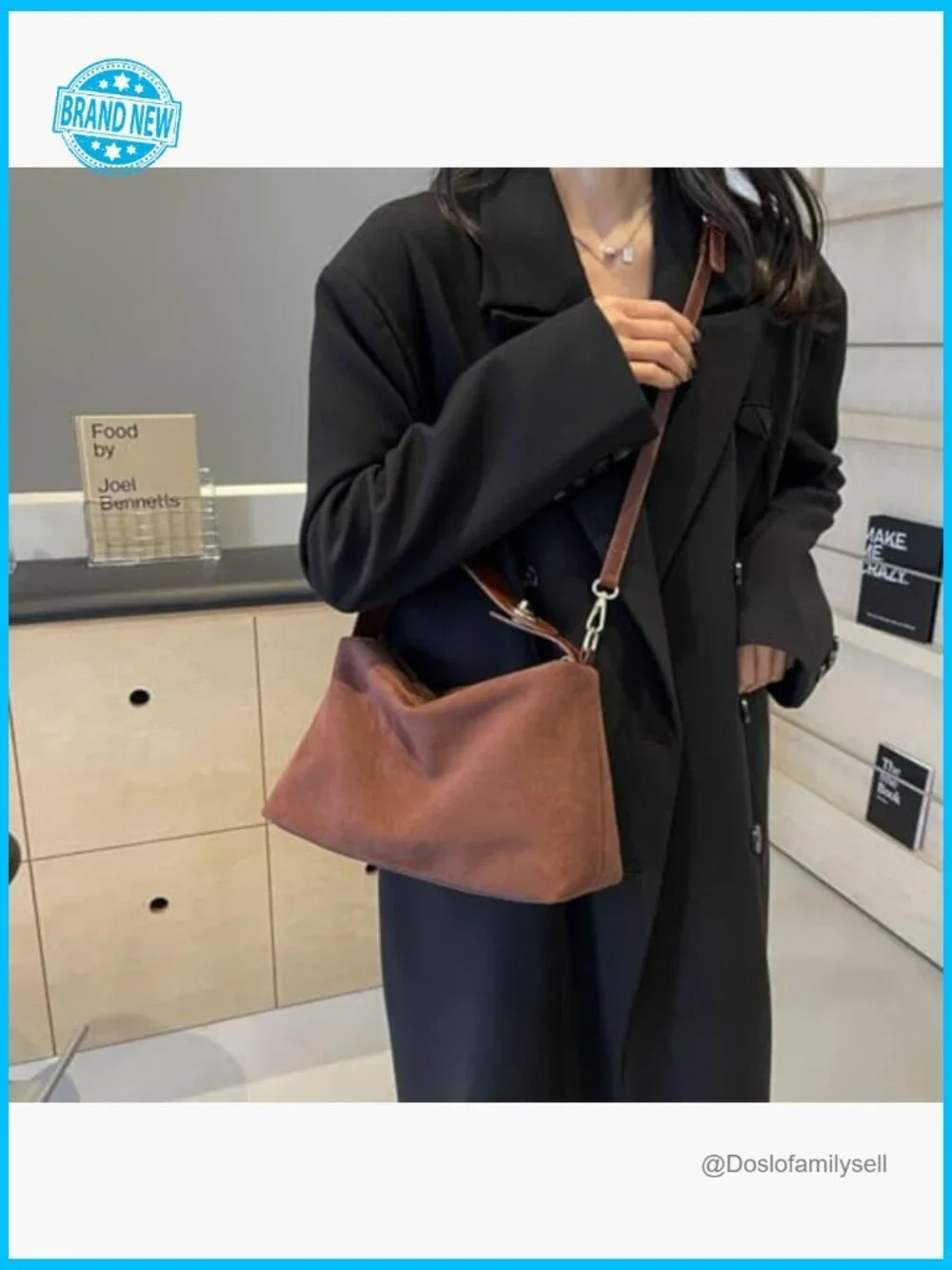 Faux Suede Hobo Bag Tote Shoulder Crossbody Work Office Bag Purse Vintage